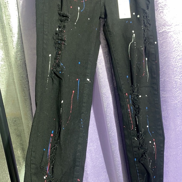 Black Blue Topic Pants w/ Paint - Picture 4 of 11